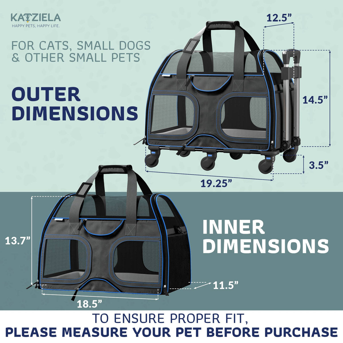 Luxury Rider Pet Carrier with Removable Wheels