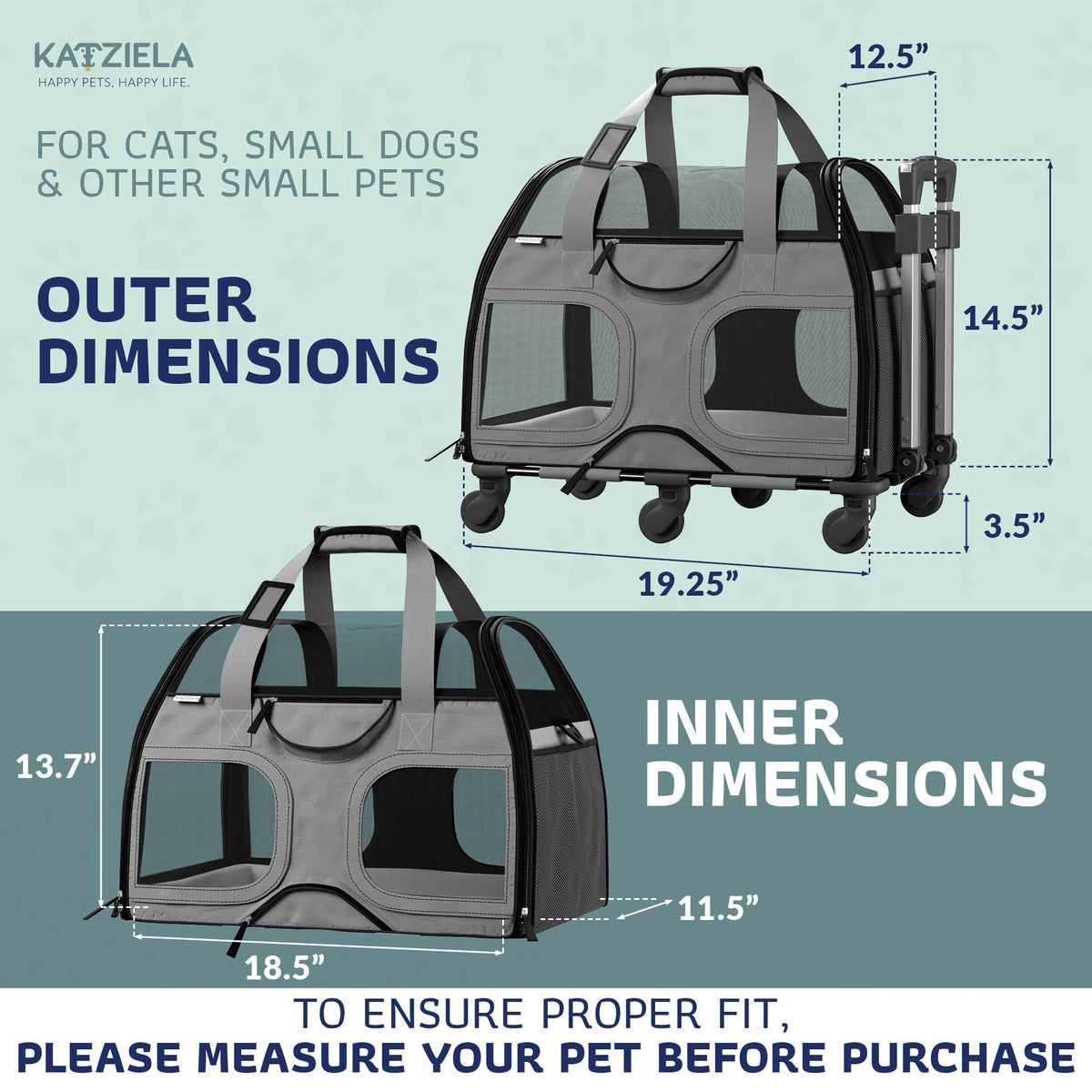 Luxury Rider Pet Carrier with Removable Wheels