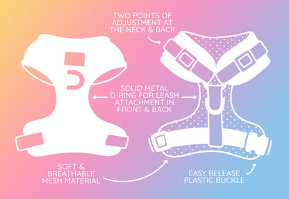Dog Adjustable Harness - Candy Cane Coquette