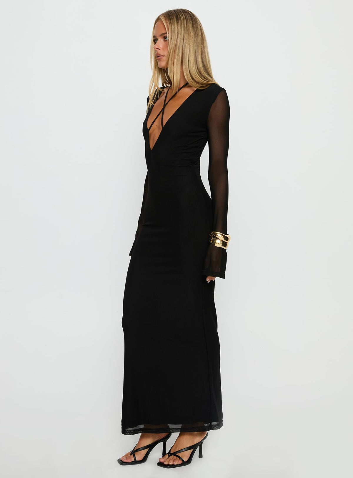Ariadna Cut Out Long Sleeve Maxi Dress Black
