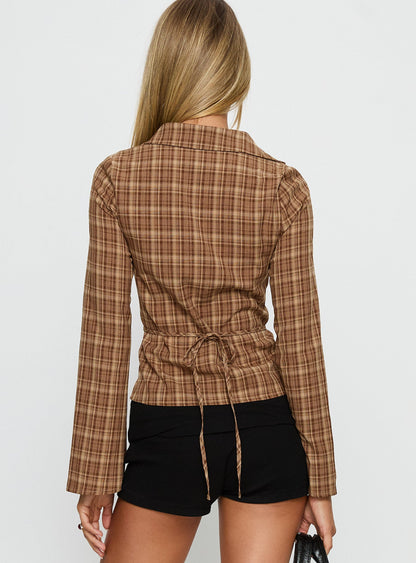 Arianwyn Long Sleeve Shirt Brown Check