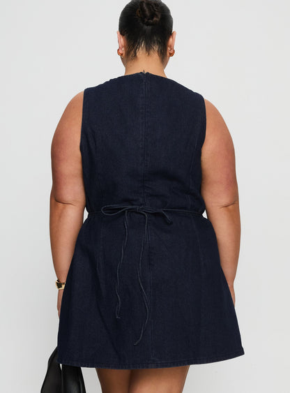 Ainsleigh Shift Denim Playsuit Dark Wash Curve