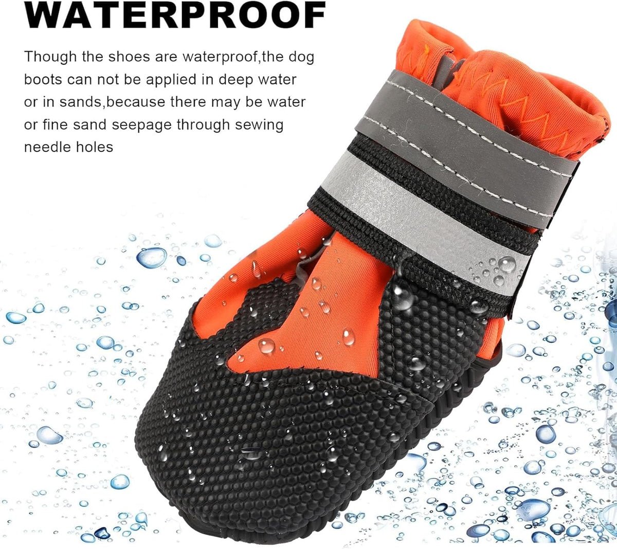 HAPURS - waterproof dog boots with reflective straps - non-slip, adjustable protection for outdoor adventures (Orange)