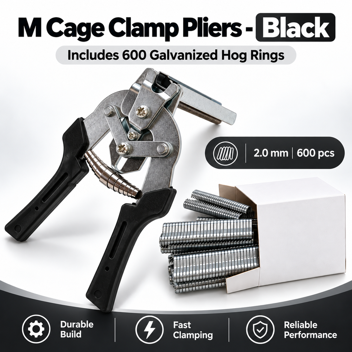 Auto Feed Hog Ring Pliers, Spring Return M Clips Pliers for Chicken Rabbit Pet Cage & Wire Mesh Fixing