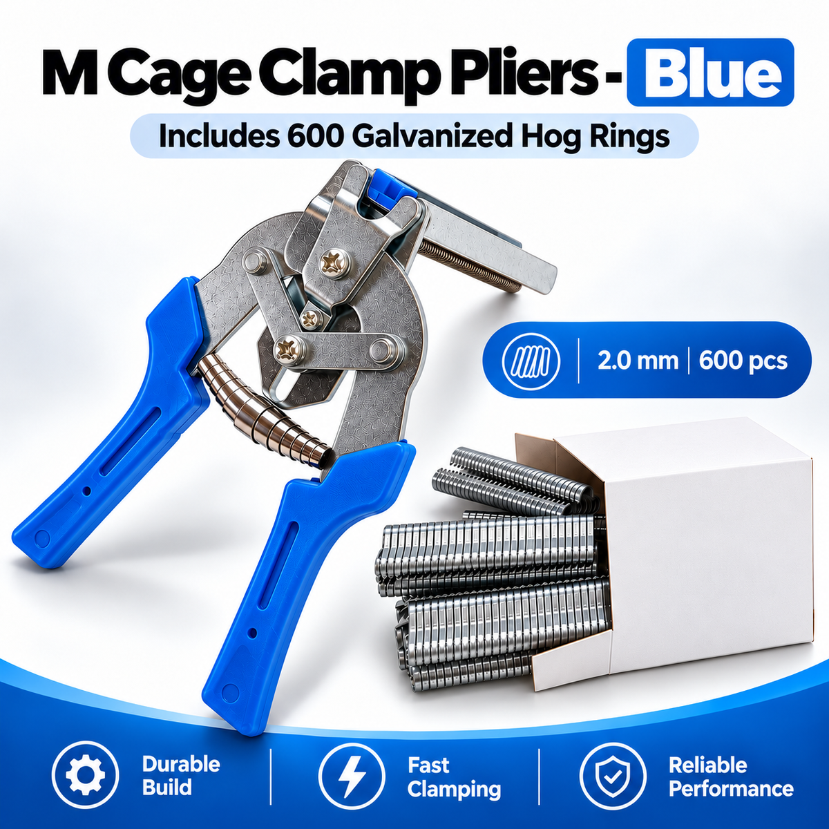 Auto Feed Hog Ring Pliers, Spring Return M Clips Pliers for Chicken Rabbit Pet Cage & Wire Mesh Fixing