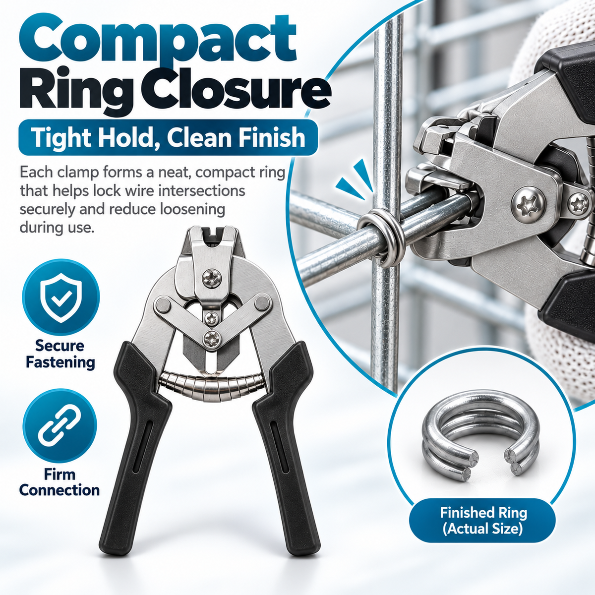 Auto Feed Hog Ring Pliers, Spring Return M Clips Pliers for Chicken Rabbit Pet Cage & Wire Mesh Fixing