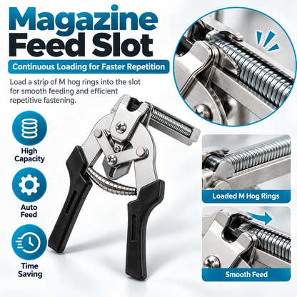 Auto Feed Hog Ring Pliers, Spring Return M Clips Pliers for Chicken Rabbit Pet Cage & Wire Mesh Fixing