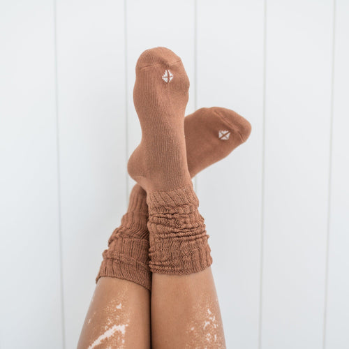 Adult Scrunch Socks in Latte