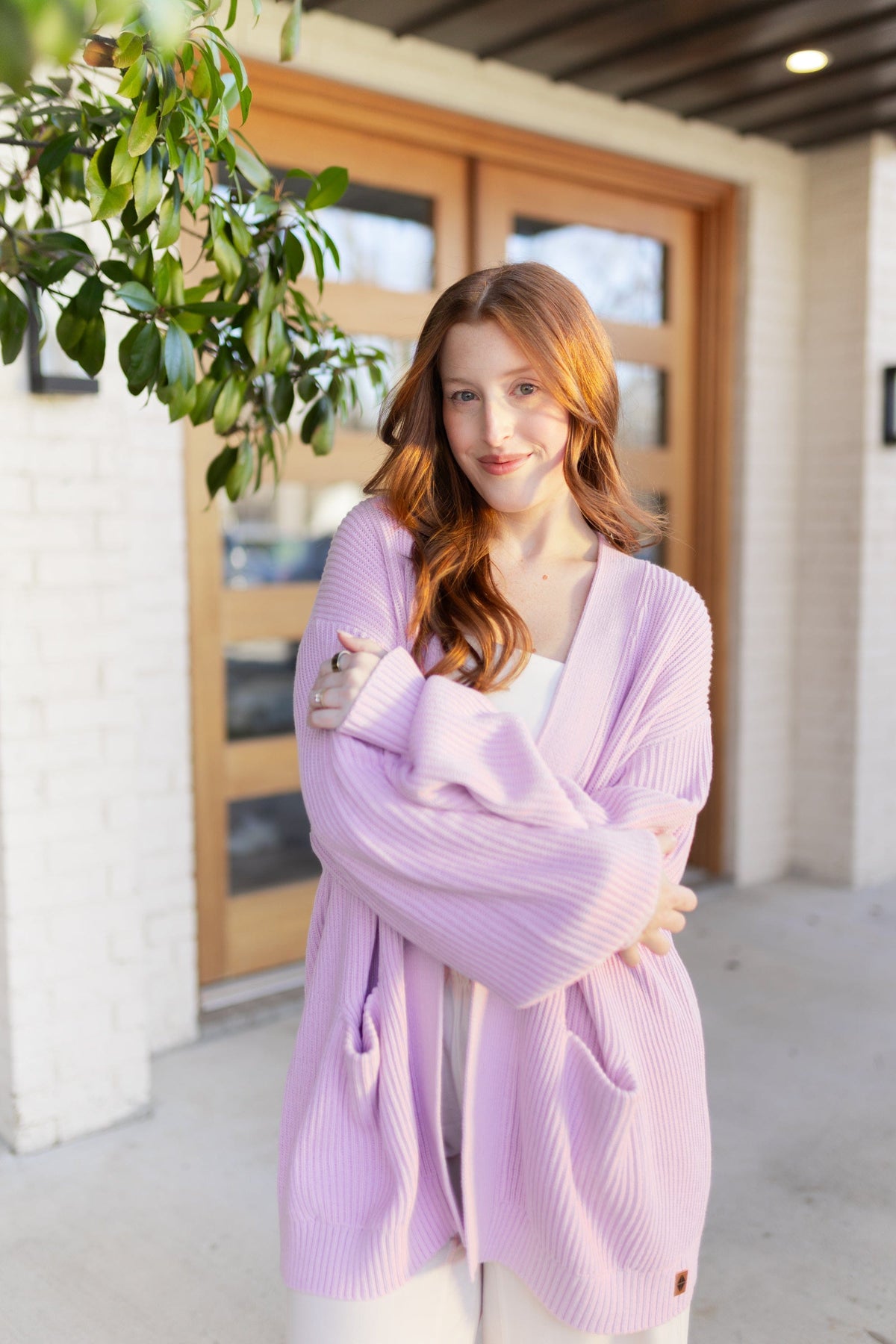 Chunky Knit Women's Oversized Cardigan in Thistle