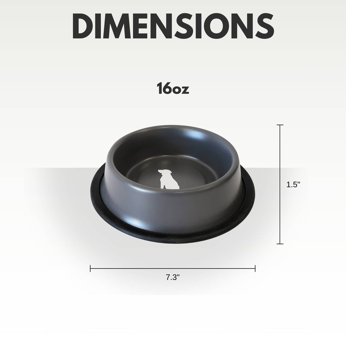 Jojo Modern Pets - Nonskid Stainless Steel Dog Bowl with Dog Print - Matte Gray