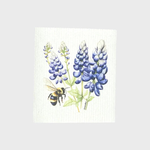 Bee & Blue Blossoms Swedish Dishcloth