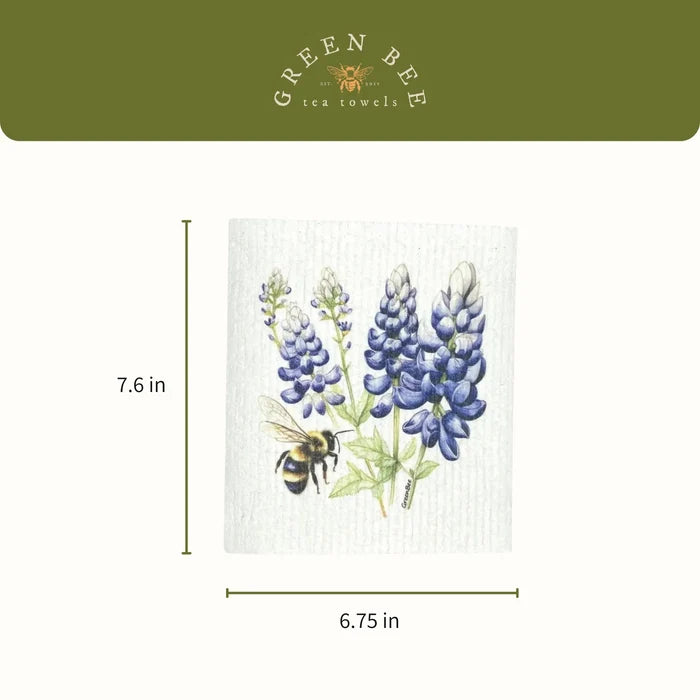 Bee & Blue Blossoms Swedish Dishcloth