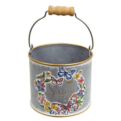 Butterfly Floral Distressed Metal Buckets | Set of 2