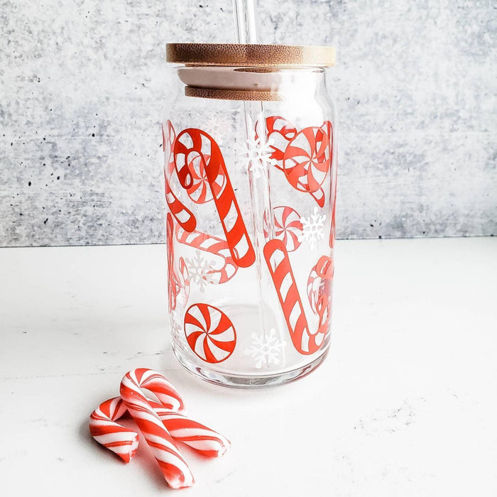 Candy Cane Christmas Glass Cup Gift Box Salt and Sparkle
