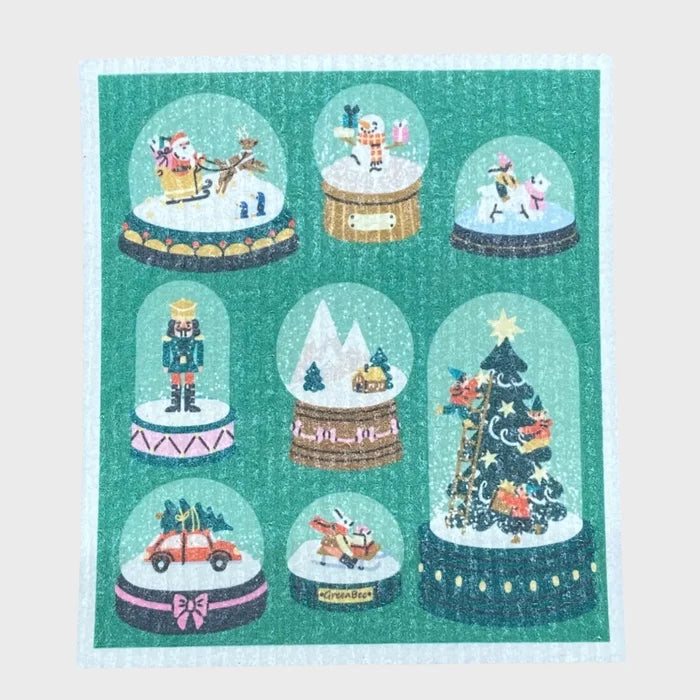 Christmas Snow Globes Swedish Dishcloth