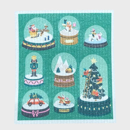 Christmas Snow Globes Swedish Dishcloth