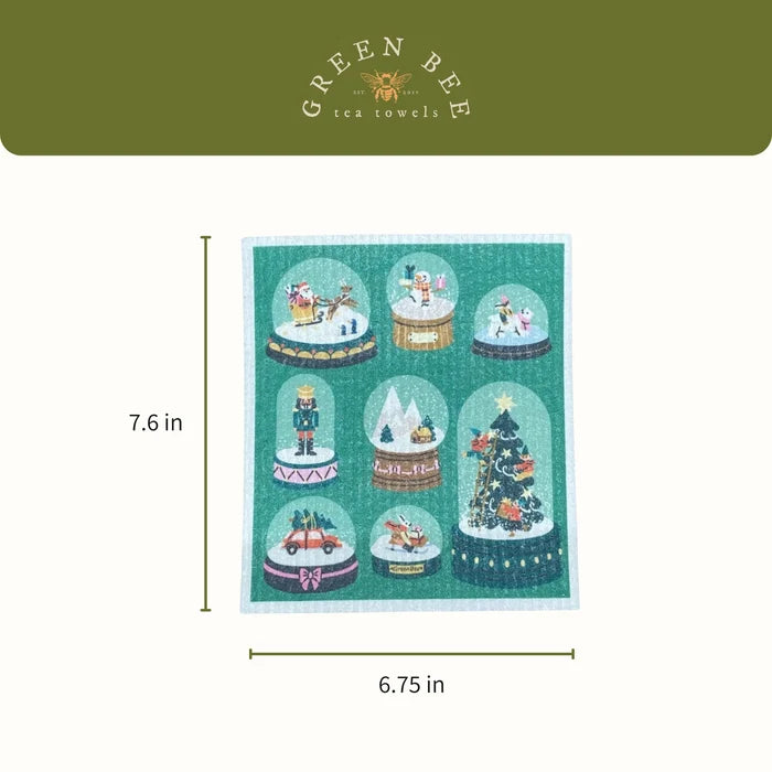 Christmas Snow Globes Swedish Dishcloth