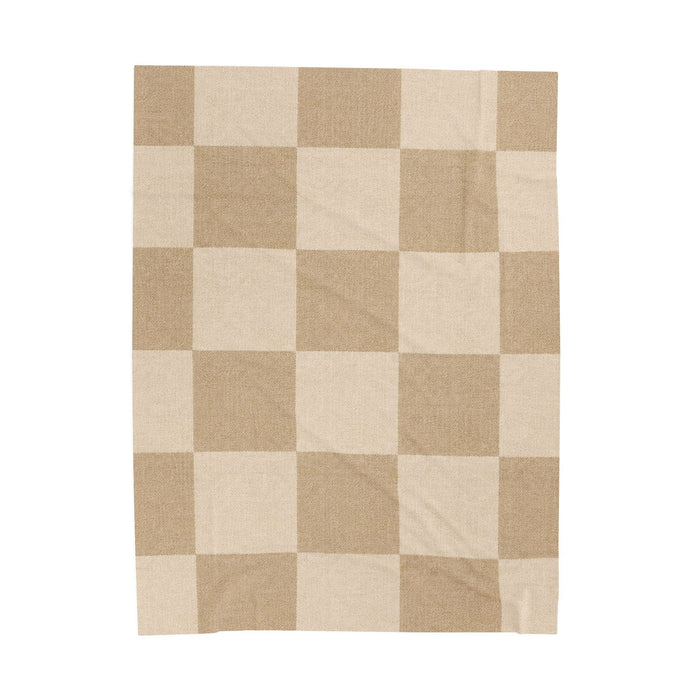 Cream + Camel Checkerboard Plush Throw