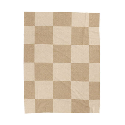 Cream + Camel Checkerboard Plush Throw