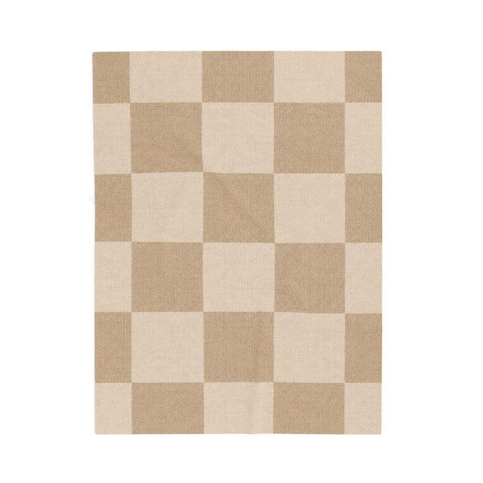 Cream + Camel Checkerboard Plush Throw
