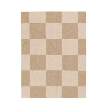 Cream + Camel Checkerboard Plush Throw