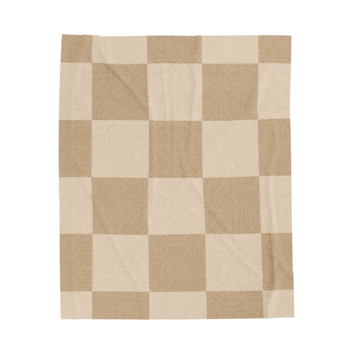 Cream + Camel Checkerboard Plush Throw
