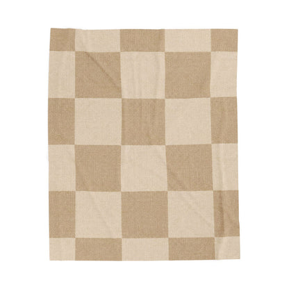 Cream + Camel Checkerboard Plush Throw