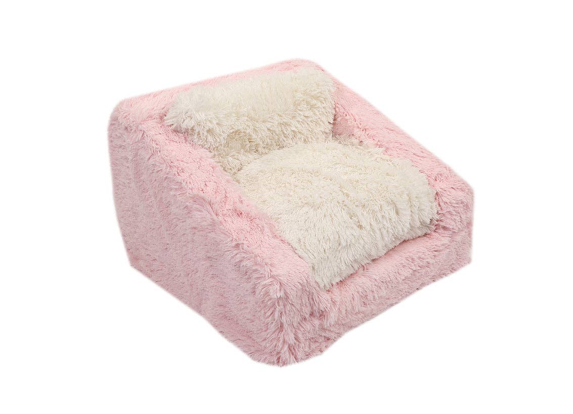 Light Pink & Cream Shag Sofa Bed: Small