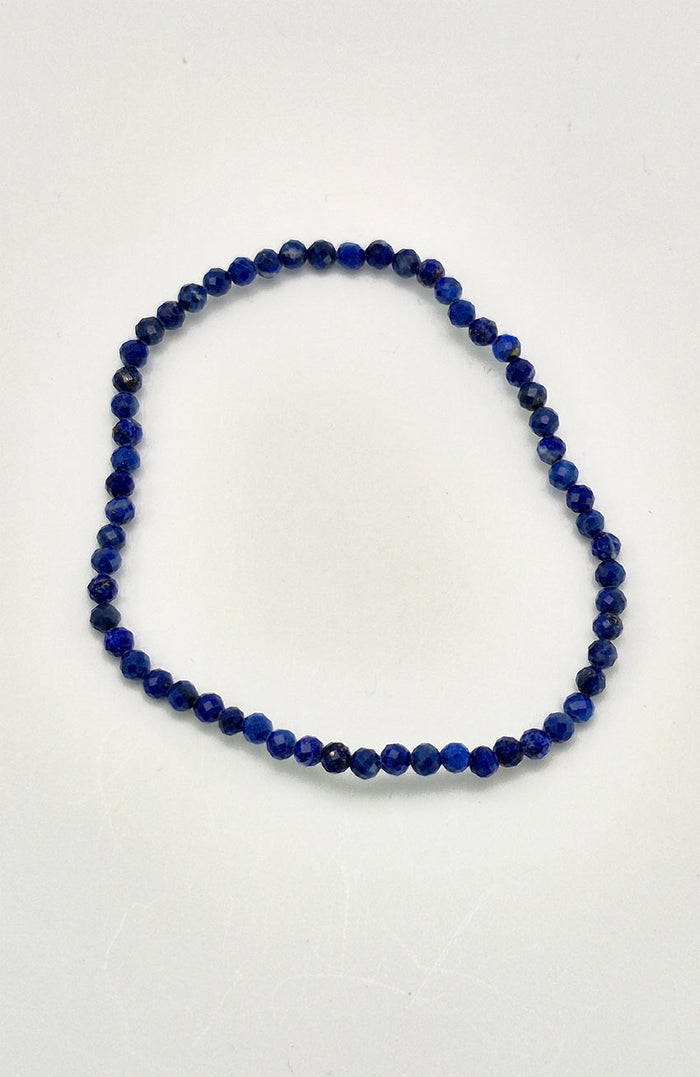 Gemstone Bead Bracelet - Lapis Lazuli Faceted 3mm
