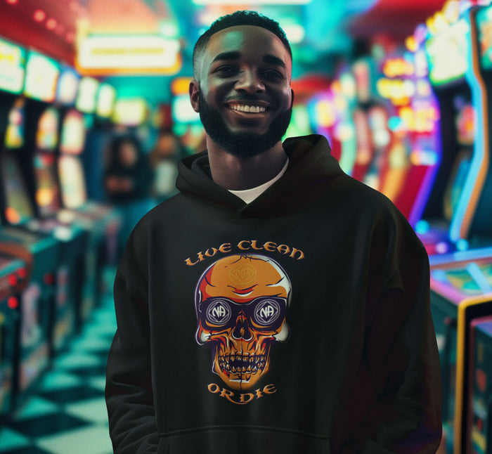 Live Clean Or Die Skull dtg Hoodie