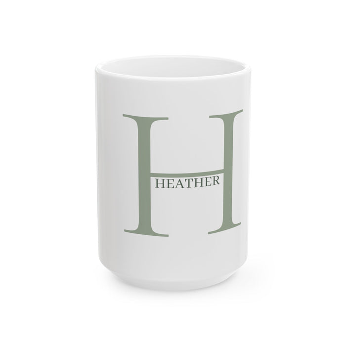 Modern Layered Initial Mug in Sage