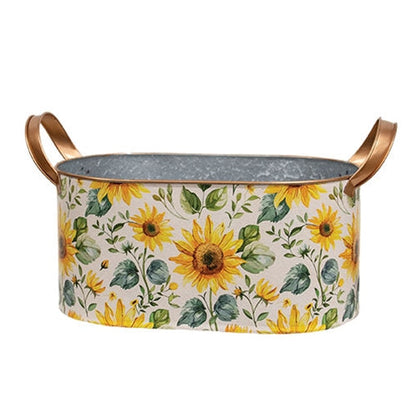Oval Metal Sunflower Buckets | Set of 2