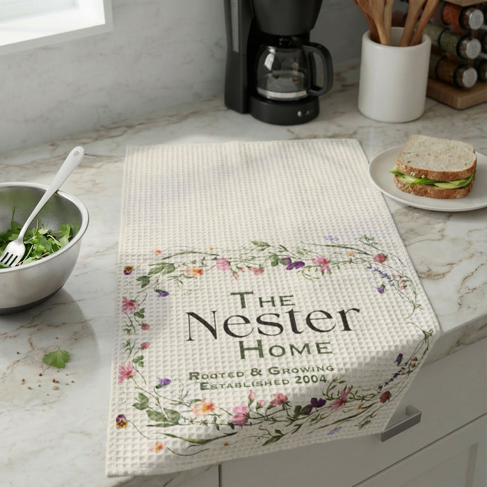 Personalized Cottage Floral Kitchen Hand Towel