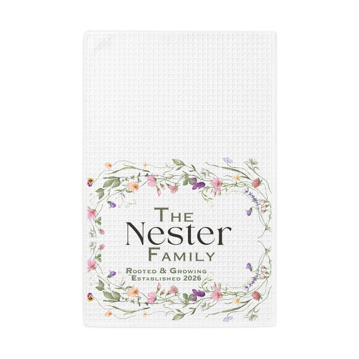 Personalized Cottage Floral Kitchen Hand Towel