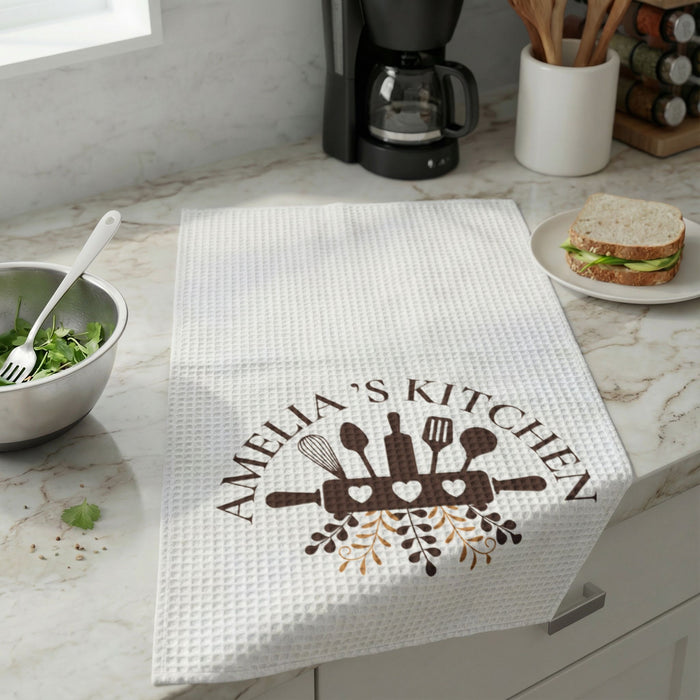 Personalized Kitchen Waffle Weave Towel