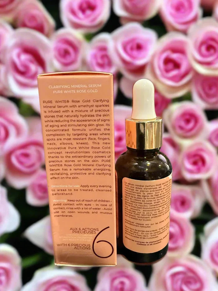 PURE WHITE ROSEGOLD OIL
Fast Action with Vitamins C&E (Face, Knees, Neck, Elbows)