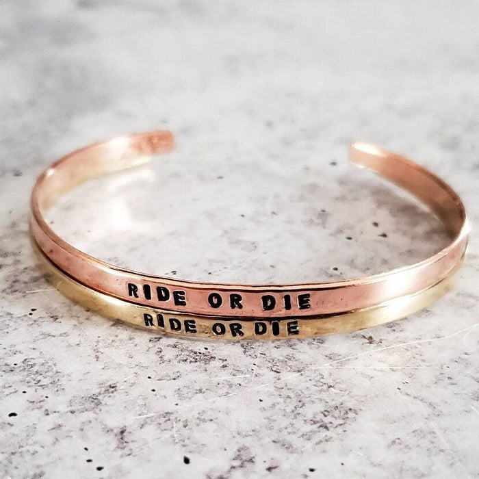 RIDE OR DIE Skinny Cuff Bracelet Salt and Sparkle