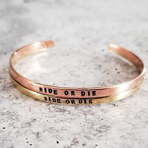 RIDE OR DIE Skinny Cuff Bracelet Salt and Sparkle