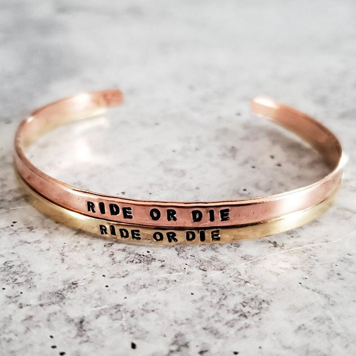 RIDE OR DIE Skinny Cuff Bracelet Salt and Sparkle