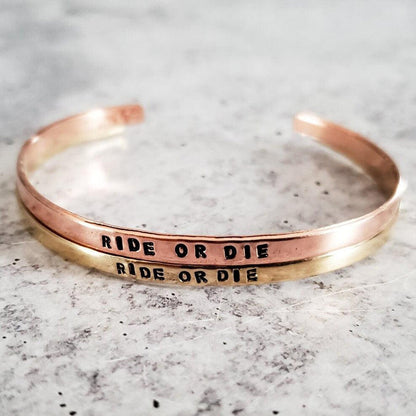 RIDE OR DIE Skinny Cuff Bracelet Salt and Sparkle