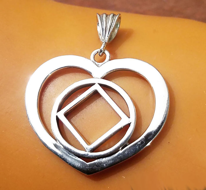 LARGE HEART w/ NA SERVICE SYMBOL PENDANT - nawears