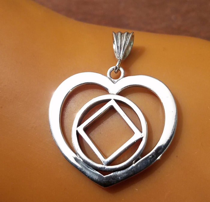 ssj016- Large Heart w/  Service Symbol Pendant