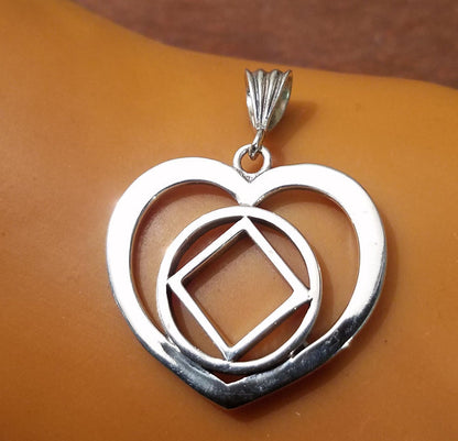 ssj016- Large Heart w/  Service Symbol Pendant