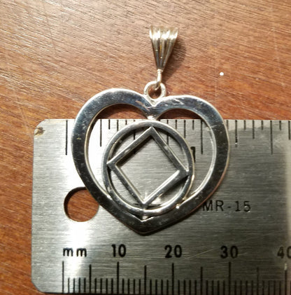 ssj016- Large Heart w/  Service Symbol Pendant