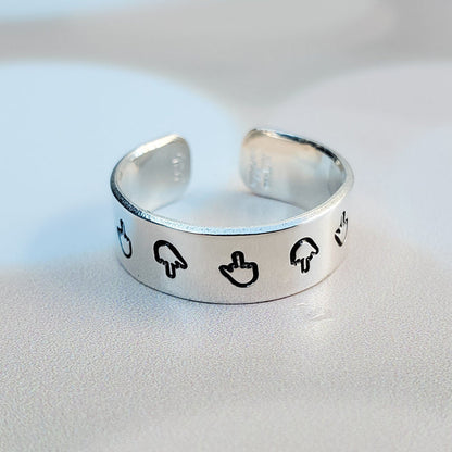 Thin Middle Finger Ring – Hand Stamped Open Band in Aluminum or Sterling Silver Salt and Sparkle