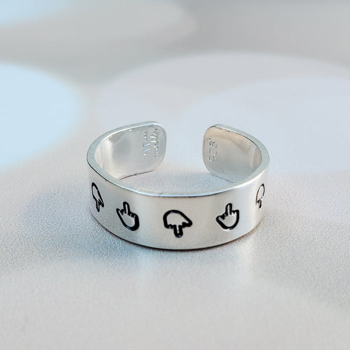 Thin Middle Finger Ring – Hand Stamped Open Band in Aluminum or Sterling Silver Salt and Sparkle